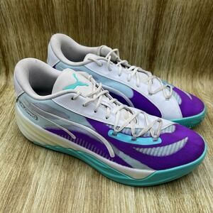 Puma All-Pro NITRO Basketball Shoes Men's Size 15 White Purple Teal 309689-02